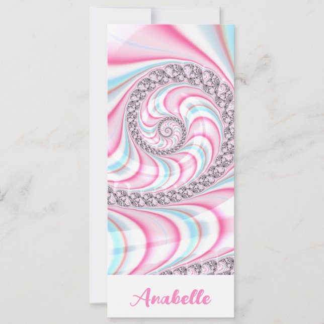 Pastel Rosa Blue Spiral Fractal Bookmark (Framsida)
