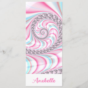 Pastel Rosa Blue Spiral Fractal Bookmark
