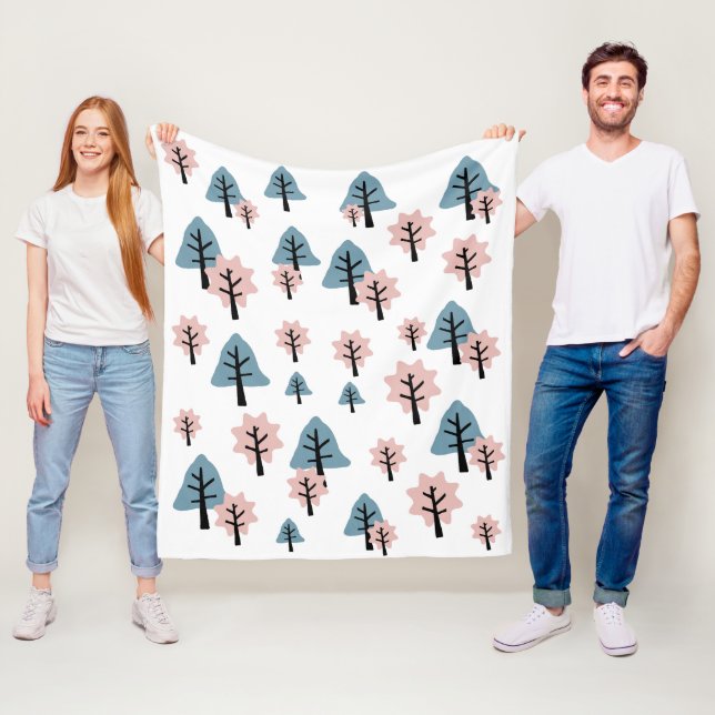 Pastel Rosa Blue Träd Cookie Bell-julstjärna Fleecefilt (På plats)