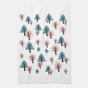 Pastel Rosa Blue Träd Cookie Bell-julstjärna Kökshandduk