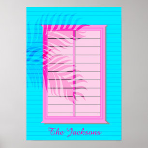 Pastel Rosa Blue Väster Indian Wooden Beach Shack Poster