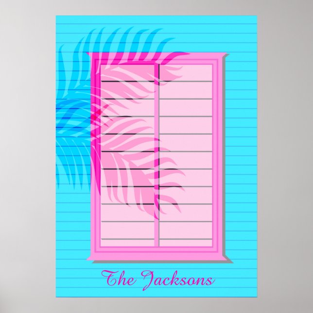 Pastel Rosa Blue Väster Indian Wooden Beach Shack Poster (Framsidan)
