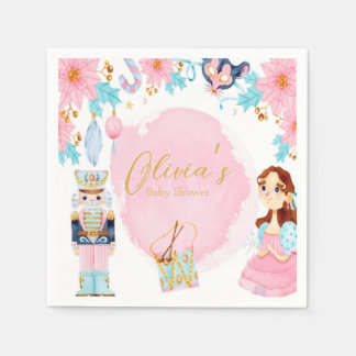 Pastel Rosa Blue Vintage Nutcracker Baby Shower Pappersservett