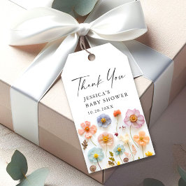 Pastel Rosa Bohemian WildblomBaby Shower Presentetikett