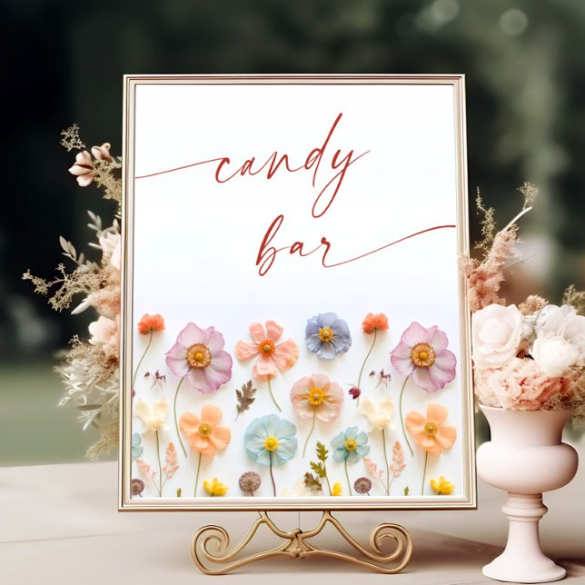 Pastel Rosa  Bohemian Wildblommor Candy Pub Poster (Skapare uppladdad)