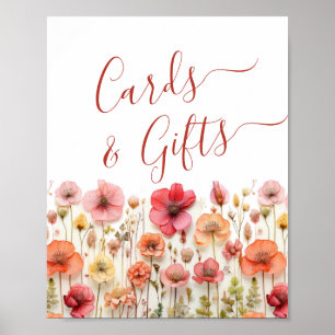 Pastel Rosa Bohemian Wildblommor Cards and Gifts Poster