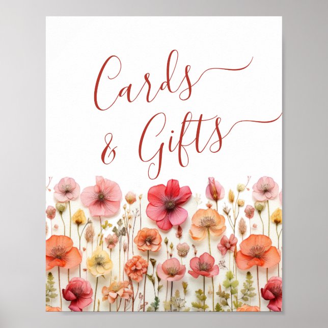 Pastel Rosa Bohemian Wildblommor Cards and Gifts Poster (Framsidan)