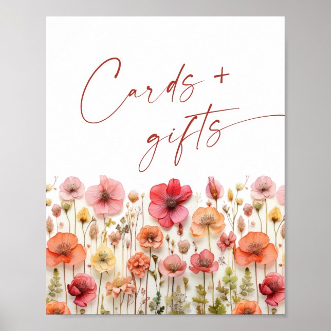 Pastel Rosa Bohemian Wildblommor Cards and Gifts Poster (Framsidan)