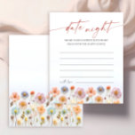 Pastel Rosa Bohemian Wildblommor Datum Nattidéer<br><div class="desc">Burgundy Navy Blue  Blommigt Möhippa Date Night Idea Advice Card.</div>