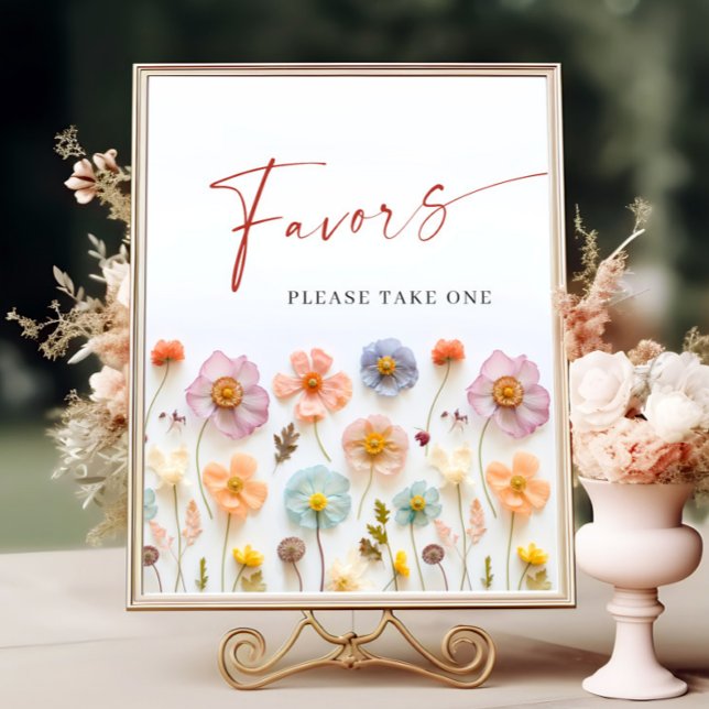 Pastel Rosa  Bohemian Wildblommor Favors Poster (Skapare uppladdad)