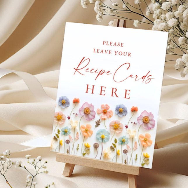 Pastel Rosa Bohemian Wildblommor Recept Cards Poster (Skapare uppladdad)
