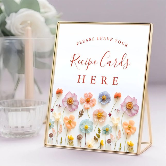 Pastel Rosa Bohemian Wildblommor Recept Cards Poster (Skapare uppladdad)