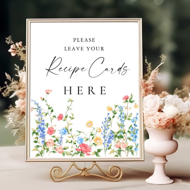 Pastel Rosa Bohemian Wildblommor Recept Cards Poster (Skapare uppladdad)