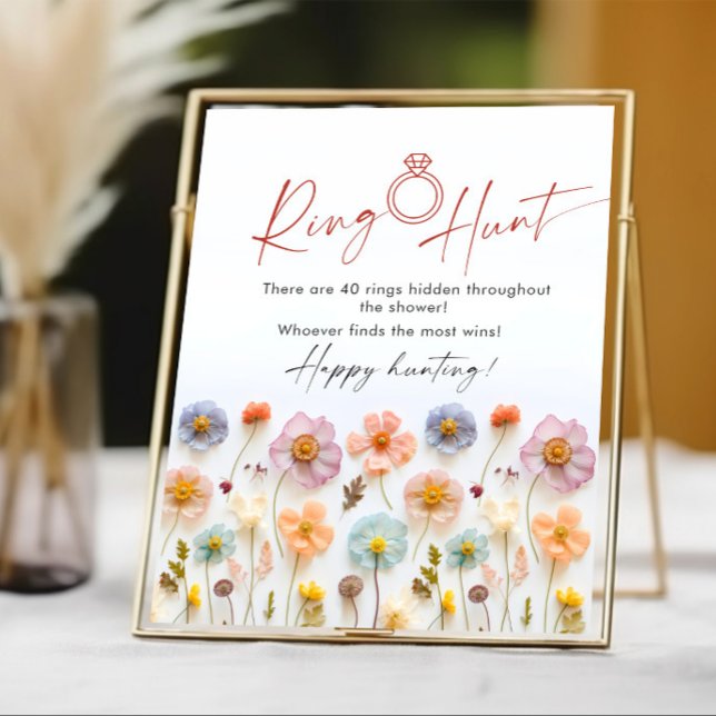 Pastel Rosa Bohemian Wildblommor Ring Hunt-tecken Poster (Skapare uppladdad)