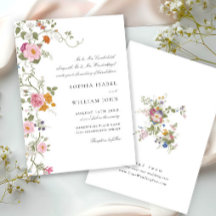Pastel Rosa Boho Blommigt Wildblommor Bröllop