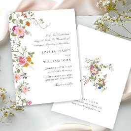 Pastel Rosa Boho Blommigt Wildblommor Bröllop Inbjudningar