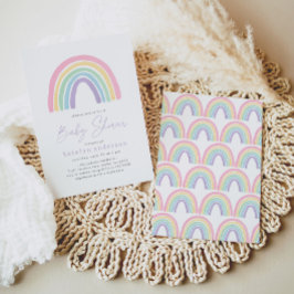 Pastel Rosa Boho Rainbow Baby Shower Inbjudningar