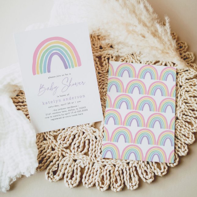 Pastel Rosa Boho Rainbow Baby Shower Inbjudningar (Skapare uppladdad)