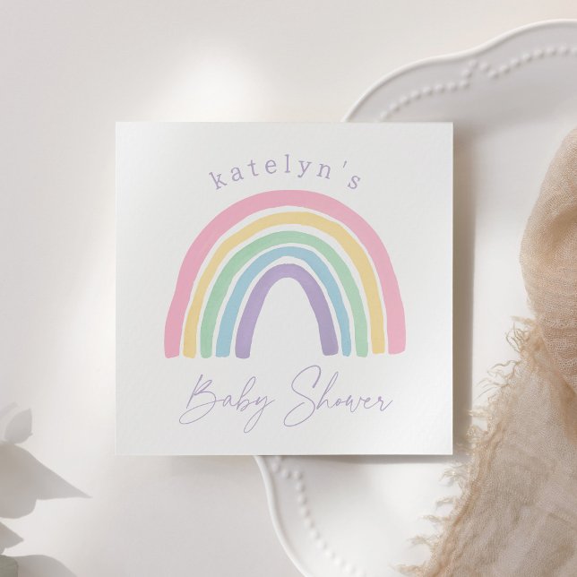 Pastel Rosa Boho Rainbow Baby Shower Pappersservett (Skapare uppladdad)