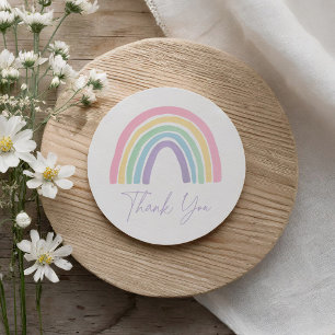 Pastel Rosa Boho Rainbow Baby Shower Runt Klistermärke