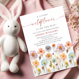 Pastel Rosa Boho Vild Flowers Baby Shower Inbjudningar