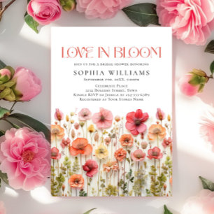 Pastel Rosa Boho Vild Flowers Möhippa Inbjudningar