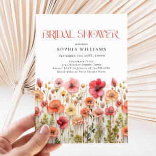 Pastel Rosa Boho Vild Flowers Möhippa Inbjudningar