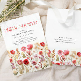 Pastel Rosa Boho Vild Flowers Möhippa Inbjudningar