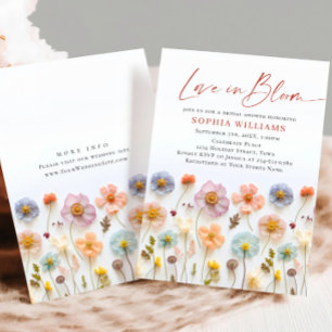 Pastel Rosa Boho Vild Flowers Möhippa Inbjudningar
