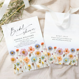 Pastel Rosa Boho Vild Flowers Möhippa Inbjudningar