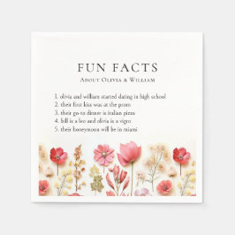 Pastel Rosa Boho Wildblomme Roligt Facts Bröllop Pappersservett