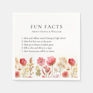 Pastel Rosa Boho Wildblomme Roligt Facts Bröllop Pappersservett
