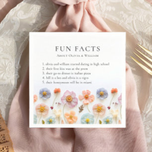 Pastel Rosa Boho Wildblomme Roligt Facts Bröllop Pappersservett