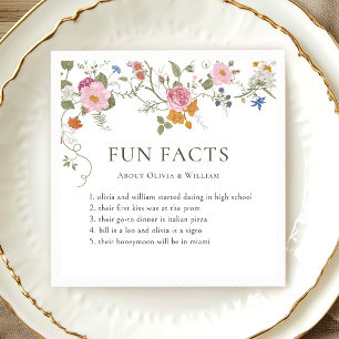 Pastel Rosa Boho Wildblomme Roligt Facts Bröllop Pappersservett
