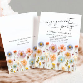 Pastel Rosa Boho Wildblommor Förlovningsfest Inbjudningar