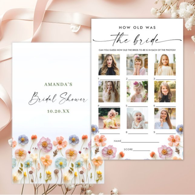 Pastel Rosa Boho Wildblommor Möhippa Game (Skapare uppladdad)
