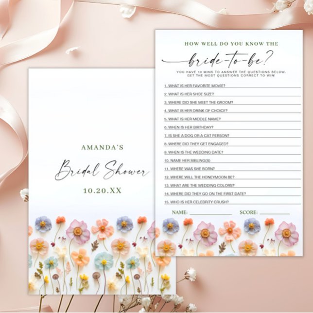Pastel Rosa Boho Wildblommor Möhippa Game (Skapare uppladdad)