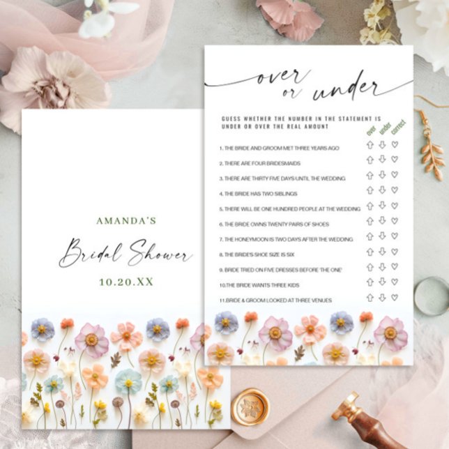 Pastel Rosa Boho Wildblommor Möhippa Game (Skapare uppladdad)