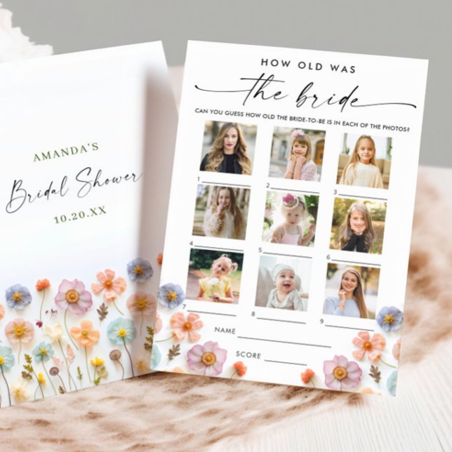 Pastel Rosa Boho Wildblommor Möhippa Game Card Inbjudningar (Skapare uppladdad)