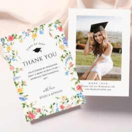Pastel Rosa Boho Wildblommor PHOTO Studenten Tack Kort