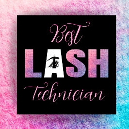 Pastel Rosa Bold Best Lash Tech Black Background Fyrkantigt Visitkort