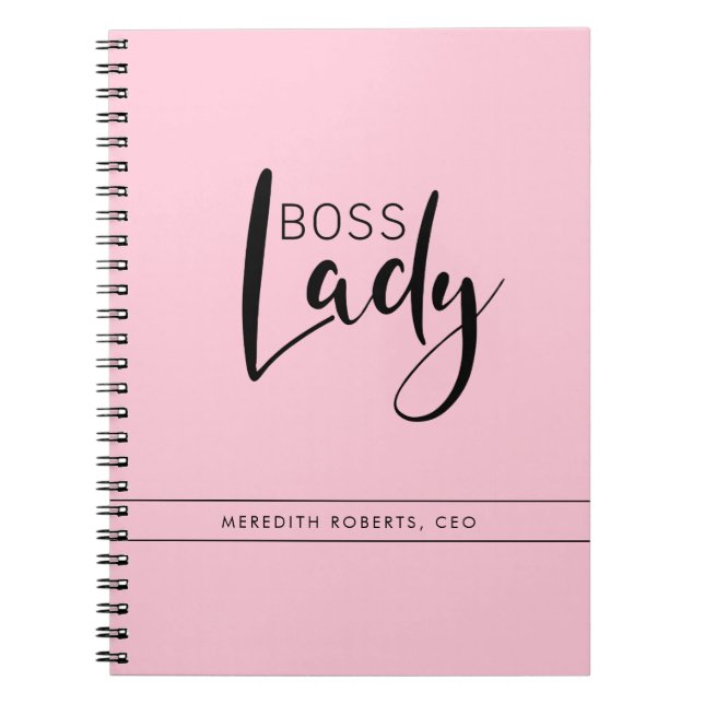 Pastel Rosa Boss Lady Logotyp Anpassad Anteckningsbok (Framsidan)