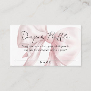 Pastel Rosa Bow Diaper Raffle Baby Shower Tilläggskort