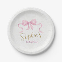Pastel Rosa Bow & Elegant Guld Script Birthday