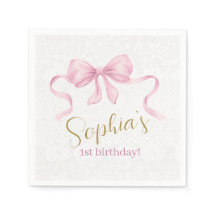 Pastel Rosa Bow & Elegant Guld Script Birthday
