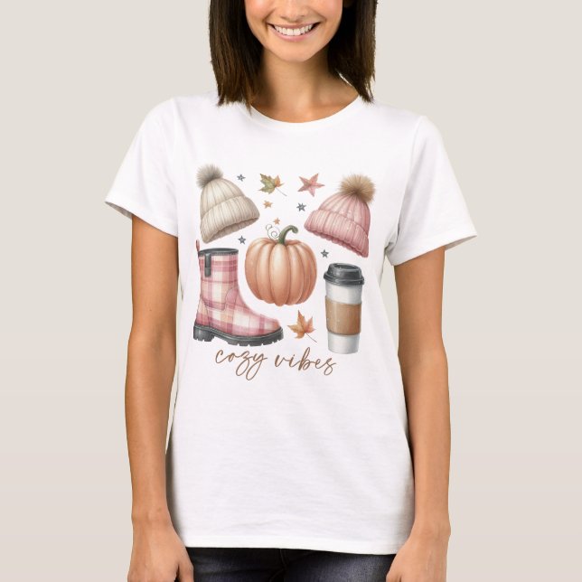 PASTEL ROSA & BROWN FALL MYSIGT VIBES T SHIRT (Framsida)