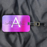 Pastel Rosa Brushed Metall Monogram Namn Initial Bagagebricka<br><div class="desc">Pastel Ombre Rosa,  Orange och Lila Brushed Metall Foil Monogram Namn och Initial Luggage Tag. Den här väskan är märkre för Back to school,  Arbete eller Resning.</div>