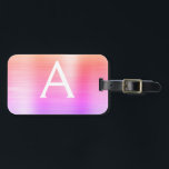 Pastel Rosa Brushed Metall Monogram Namn Initial Bagagebricka<br><div class="desc">Pastel Ombre Rosa,  Orange och Lila Brushed Metall Foil Monogram Namn och Initial Luggage Tag. Den här väskan är märkre för Back to school,  Arbete eller Resning.</div>