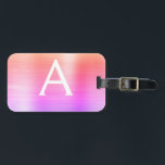 Pastel Rosa Brushed Metall Monogram Namn Initial Bagagebricka<br><div class="desc">Pastel Ombre Rosa,  Orange och Lila Brushed Metall Foil Monogram Namn och Initial Luggage Tag. Den här väskan är märkre för Back to school,  Arbete eller Resning.</div>