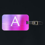 Pastel Rosa Brushed Metall Monogram Namn Initial Bagagebricka<br><div class="desc">Pastel Ombre Rosa,  Orange och Lila Brushed Metall Foil Monogram Namn och Initial Luggage Tag. Den här väskan är märkre för Back to school,  Arbete eller Resning.</div>